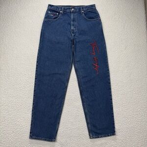 VTG Tommy Hilfiger Freedom Jeans Mens 33x32 90s Raised Spell Out Logo Streetwear